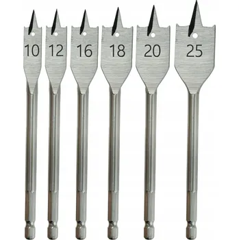 Vrták PLOCHÉ PÍRKOVÉ VRTÁKY DO DŘEVA 10-25 mm 6 KUSŮ