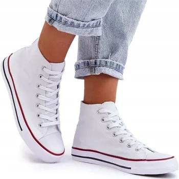 Dámské tenisky DÁMSKÉ KLASICKÉ VYSOKÉ TENISKY BÍLÉ 39