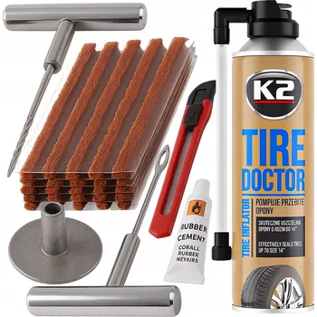 Sada na opravu pneumatiky Velká sada na opravu pneumatik kol TIRE DOCTOR - lepidlo, šídlo, 30x knot