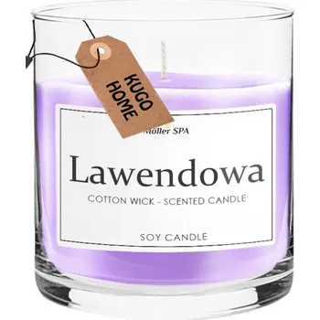 Svíčka VOŇAVÁ SVÍČKA KUGO LEVANDULOVÁ SOJOVÁ PŘÍRODNÍ SVÍČKA - VŮNĚ LEVANDULE