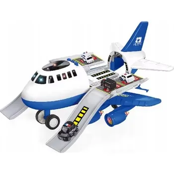 autíčko ROZKLÁDACÍ LETADLO POLICIE MODRÉ S AUTÍČKY ZVUKOVÉ/SVĚTELNÉ EFEKTY