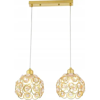 FLORENCE, závěsné svítidlo s krystaly, 2 žárovky, patice E27, zlaté, šířka: 56 cm