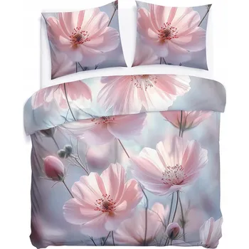 Povlečení Sada povlečení 180x200 SATÉNOVÁ BAVLNA digitální potisk pro ženy s růžovými květy