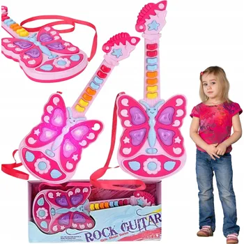 Hudební nástroj pro děti INTERAKTIVNÍ KYTARA PRO DĚTI HUDEBNÍ NÁSTROJ ZVUK SVĚTLO