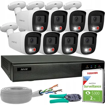 Bezpečnostní kamera Sada monitoringu 8 IP kamer 4K 8MP POE IR Mikrofon Detekce HDD 2TB