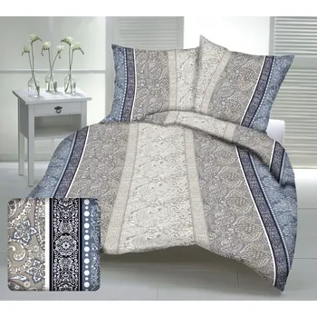 Povlečení Krepové povlečení 140x200 modrá bílá béžová paisley ornamenty