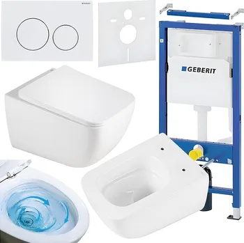 Klozet BPS-koupelny Podomítkový modul Geberit DuoFix s WC mísou YU-WH-TR-03 + ovládací tlačítko Delta 20 bílá