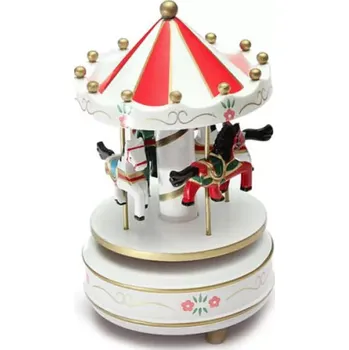 Hrací strojek Hrací kolotoč s koníky 18 x 11 x 11 cm červený/bílý