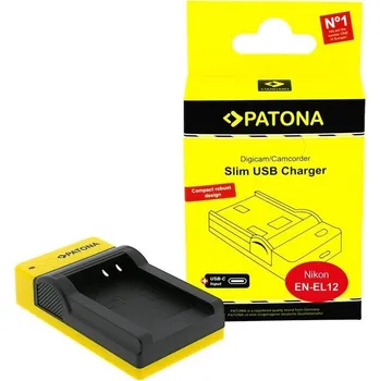 PATONA Slim USB Charger EN-EL12/NP-FM500H (Nikon) (PT151585) černá/žlutá