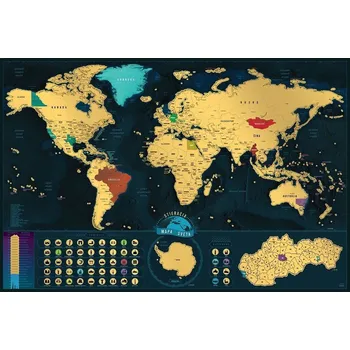 Stírací mapa světa - Slovenská verze Deluxe XXL