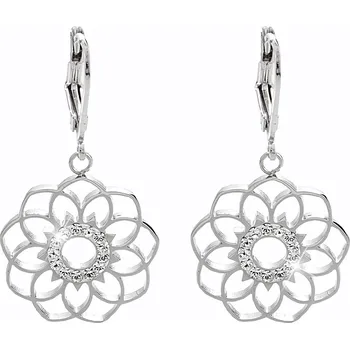 Módní doplněk JSB bijoux s.r.o. Ocelové náušnice klapky vyřezávaná mandala s krystaly Swarovski Crystal