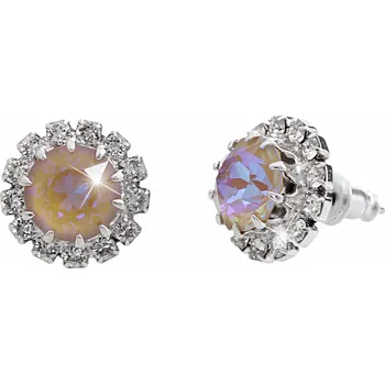 Módní doplněk JSB bijoux s.r.o. Náušnice puzety z bižuterní slitiny květ poskládaný z krystalů Swarovski Cappuccino