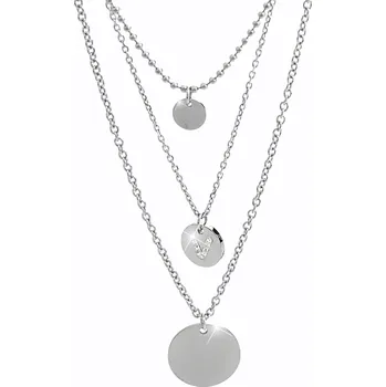 Módní doplněk JSB bijoux s.r.o. Ocelový náhrdelník tři řetízky s přívěsky zdobený krystaly Swarovski Crystal