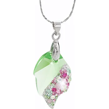 Módní doplněk JSB bijoux s.r.o. Náhrdelník z bižuterní slitiny s krystalem ve tvaru listu Swarovski Peridot