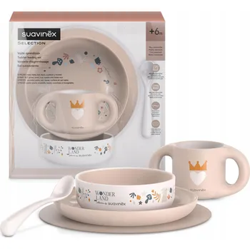 dětská jídelní sada SUAVINEX Sada Nádobí pro Děti Protiskluzová Růžová 6m+
