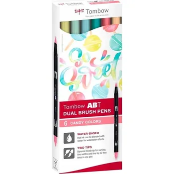 Sada fixů na KALIGRAFII TOMBOW DUAL BRUSH CANDY 6 barev
