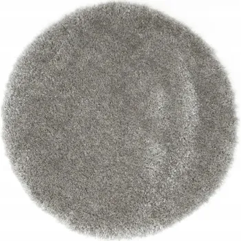 Koberec KOBEREC KULATÝ SHAGGY SILNÝ DO LOŽNICE LESKLÝ SVĚTLE ŠEDÝ PUFFY prům. 80 cm