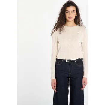 Pánský svetr Svetr Tommy Hilfiger Soft Wool Cable C-Neckk Ls Sweater Heather Oatmilk S