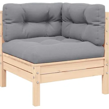 Zahradní pohovka vidaXL Zahradní rohová pohovka antracitové podušky borovice [838150] Barva: Krémová a antracitová