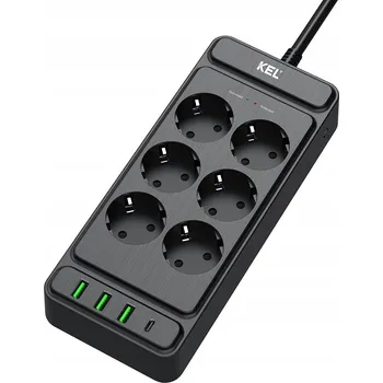 Napájecí kabel Prodlužovací Kabel přívod Plast-Rol 2 m 6 ks černý