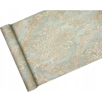 Tapeta Tapeta do obýváku a ložnice, zlatý ornament na olivovém pozadí