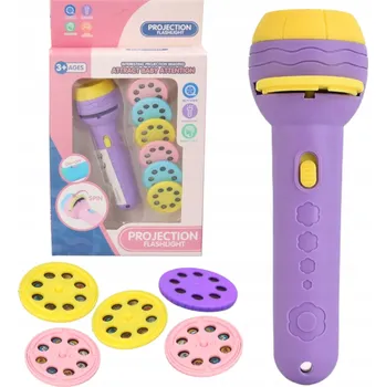 Mini ruční projektor a svítilna 2v1 fialový pro děti 7606F