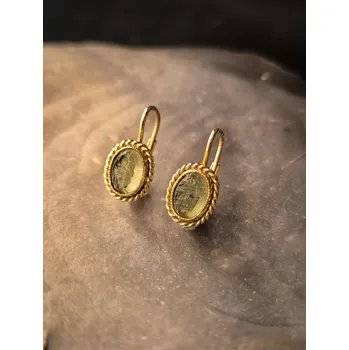 Náušnice Vltavín Moldavite Zlaté náušnice s vltavíny P20 0052