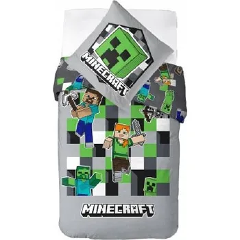 Povlečení Sada povlečení Carbotex Minecraft šedé 140x200 cm 100% bavlna