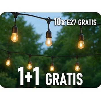 Osvětlení LED řetězové svítidlo 10m+10x žárovka E27 1W, 80ml, černá, 1+1 zdarma! [LG-3/10M/E27/3]