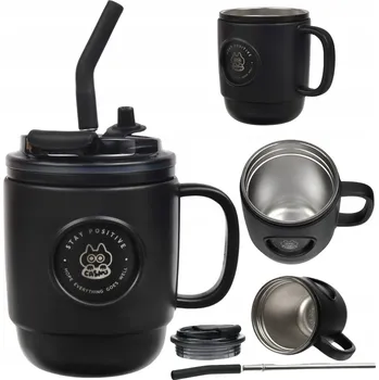 Casno Termohrnek Booker s brčkem 450 ml černý