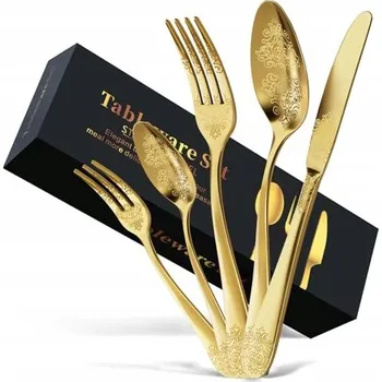 Příbor DRAGON RIOT Sada Příborů Zlatá 30 Dílů Nerezová Ocel Pro 6 Osob