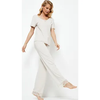 Dámské pyžamo TIMO Aruelle | Dámské dvoudílné pyžamo Evelyn s krajkou - S / 22