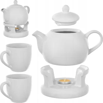 Konvice na čaj KONVICE NA ČAJ SE OHŘÍVAČEM, ČAJNÍK 1L KERAMICKÝ DÁREK + 2 HRNÍČKY