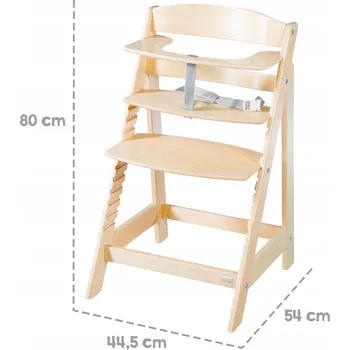 ROBA Dětská dřevěná jídelní židlička, nastavitelná, 6m+ do 70 kg