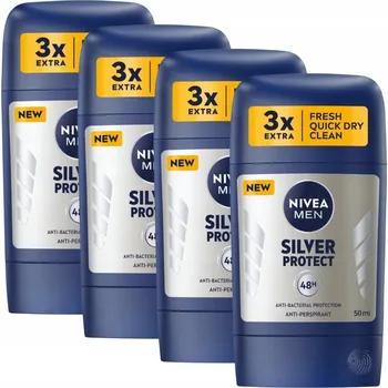 NIVEA MEN Antiperspirant pro muže v tyčince Silver Protect 4 x 50 ml