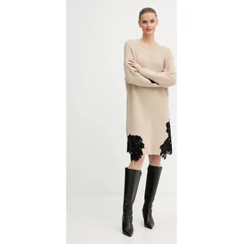 Dámské šaty Šaty s příměsí vlny Pinko 105504.A2R1 béžová 08X, vel. M