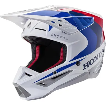 Helma na motorku Motokrosová helma Alpinestars S-M5 Honda kolekce bílo-modro-červená S