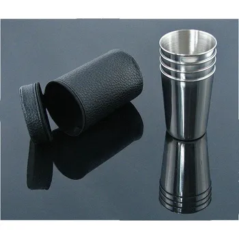 Placatka Kapesní ocelová nerezová lahev Pohárky pro lahev 4 ks