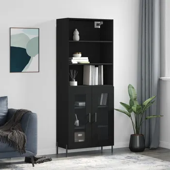 Organizace kuchyně vidaXL Skříň highboard 69,5 x 34 x 180 cm kompozitní dřevo [3189328] Barva: Černá