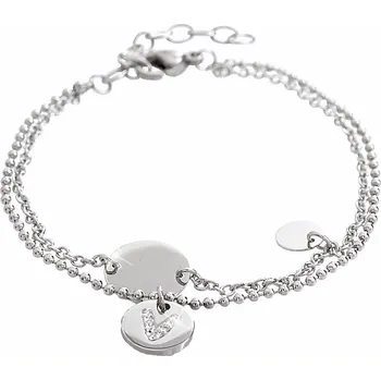 Módní doplněk JSB bijoux s.r.o. Ocelový náramek dva řetízky s přívěsky zdobený krystaly Swarovski Crystal