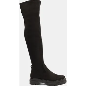 Dámské kozačky Baťa vysoké textilní kozačky nad kolena s širokou podešví černé, vel. 38 6996601