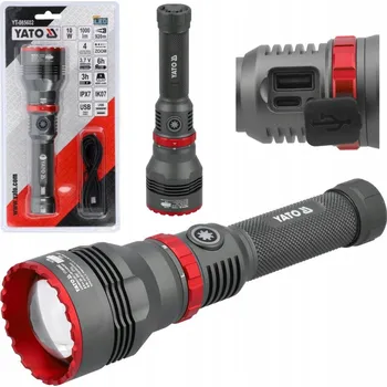 YATO AKUMULÁTOROVÁ LED SVÍTILNA SMD 1000LM 5 REŽIMŮ USB-C DOSAH 920m