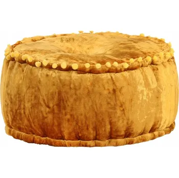 Taburet Kulatý Sametový Puf Otoman Hořčicový 40x20 cm