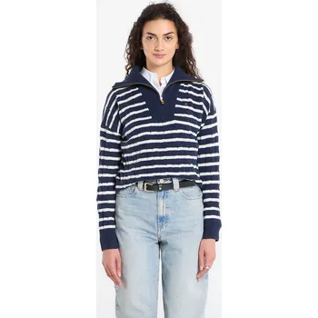 Pánský svetr Svetr Tommy Hilfiger Soft Wool Cable 1/2 Zip Ls Sweater Dark Night Navy/ Ivory Petal Stp XS