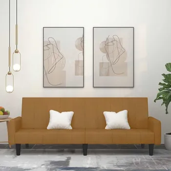 Pohovka vidaXL 2místná rozkládací pohovka samet [375779] Barva: Hnědá