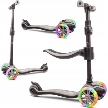 Koloběžka Tříkolová balanční koloběžka pro děti s nastavitelnou výškou, nosnost 50 kg, LED svítící kolečka, 3v1