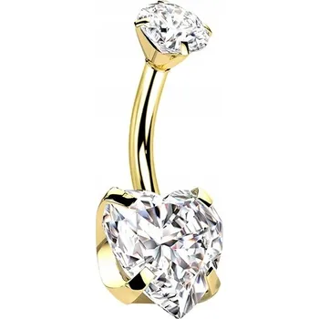 Piercing Titanový zlatý piercing do rtu/ucha 1,6/10 s krystalem