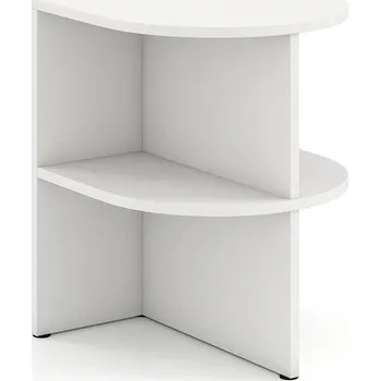 Konferenční stolek Poloviční kruhový konferenční stolek s otevřenými policemi