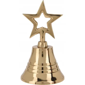 Vánoční dekorace Zlatý vánoční zvonek 10cm, hvězda