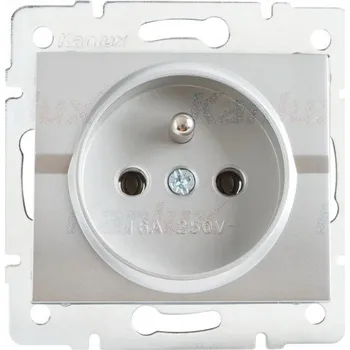 Elektrická zásuvka Elektrická Zásuvka zásuvka 2p+Z Kanlux LOGI stříbrná 25209
